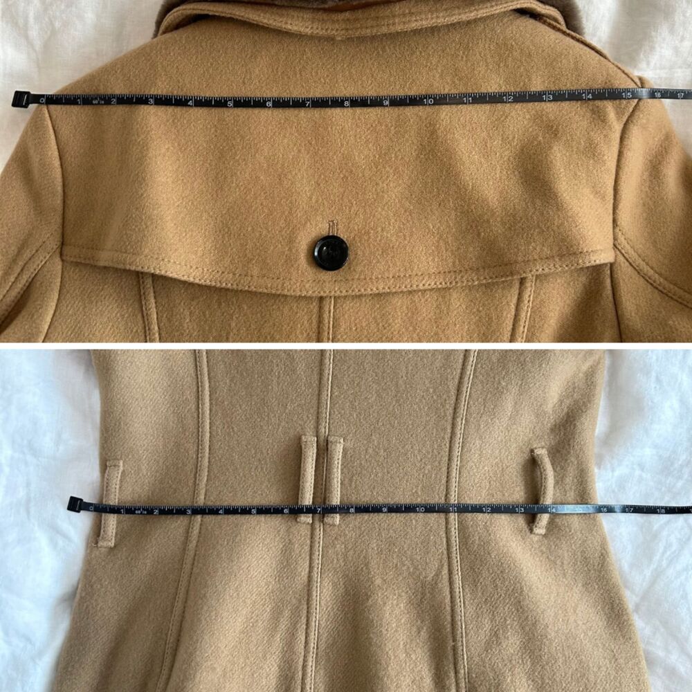 Burberry Camel Wool Coat Trench with Removable Collar and Belt - Picture 12 of 13